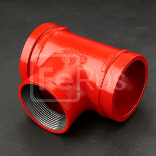 Переходной тройник под резьбу грувлок ковкий чугун ДУ 150x40 (ДН 168x48) 6x11/2